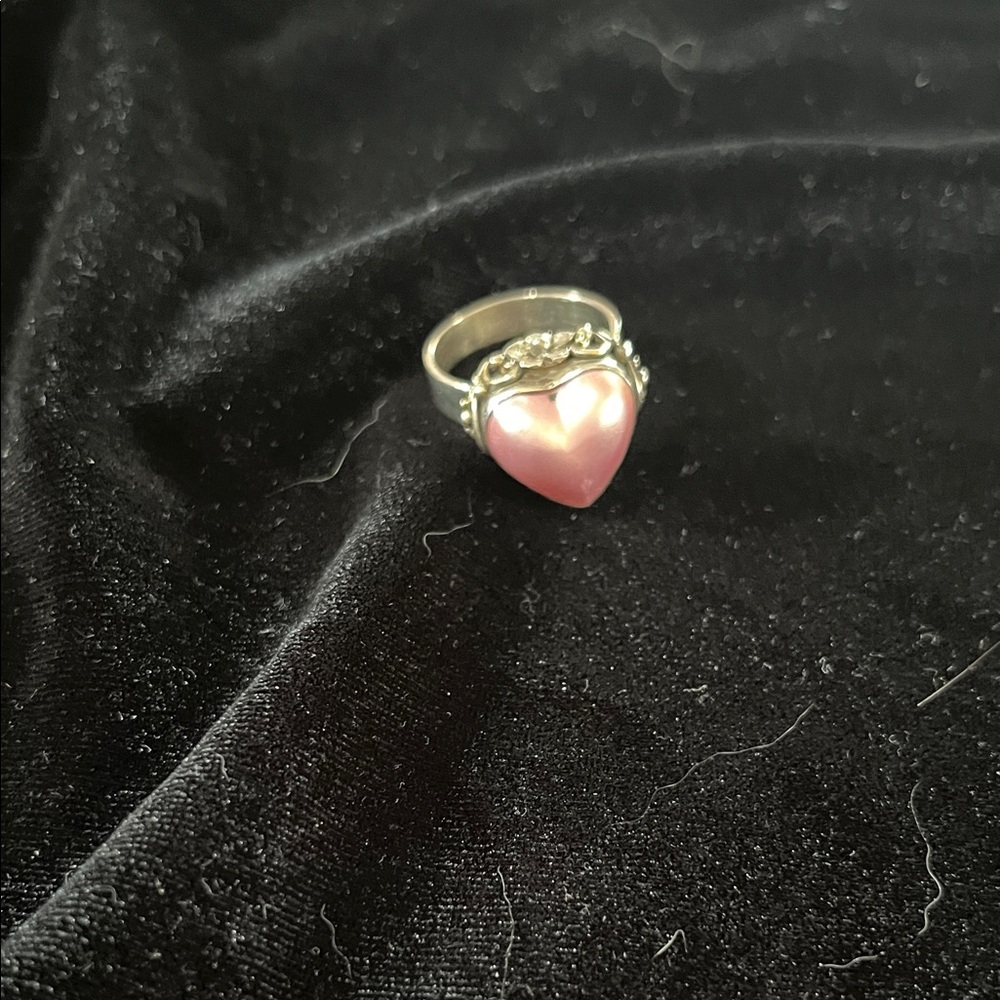 Pink Heart Silver Ring